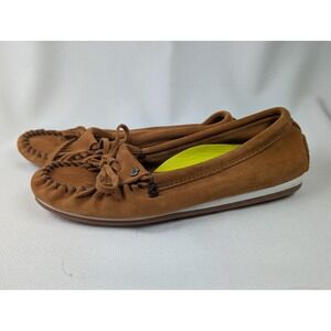 Minnetonka Kilty Plus 4302 Cinnamon Brown Suede Moccasins Women's Size 10